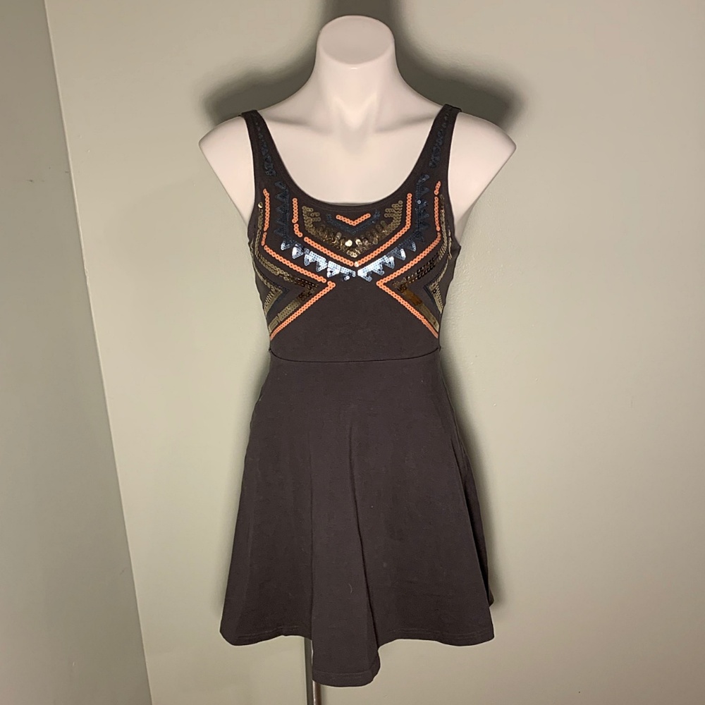 NEW Express Sequin Pattern Fit & Flare Mini Dress - Picture 3 of 8